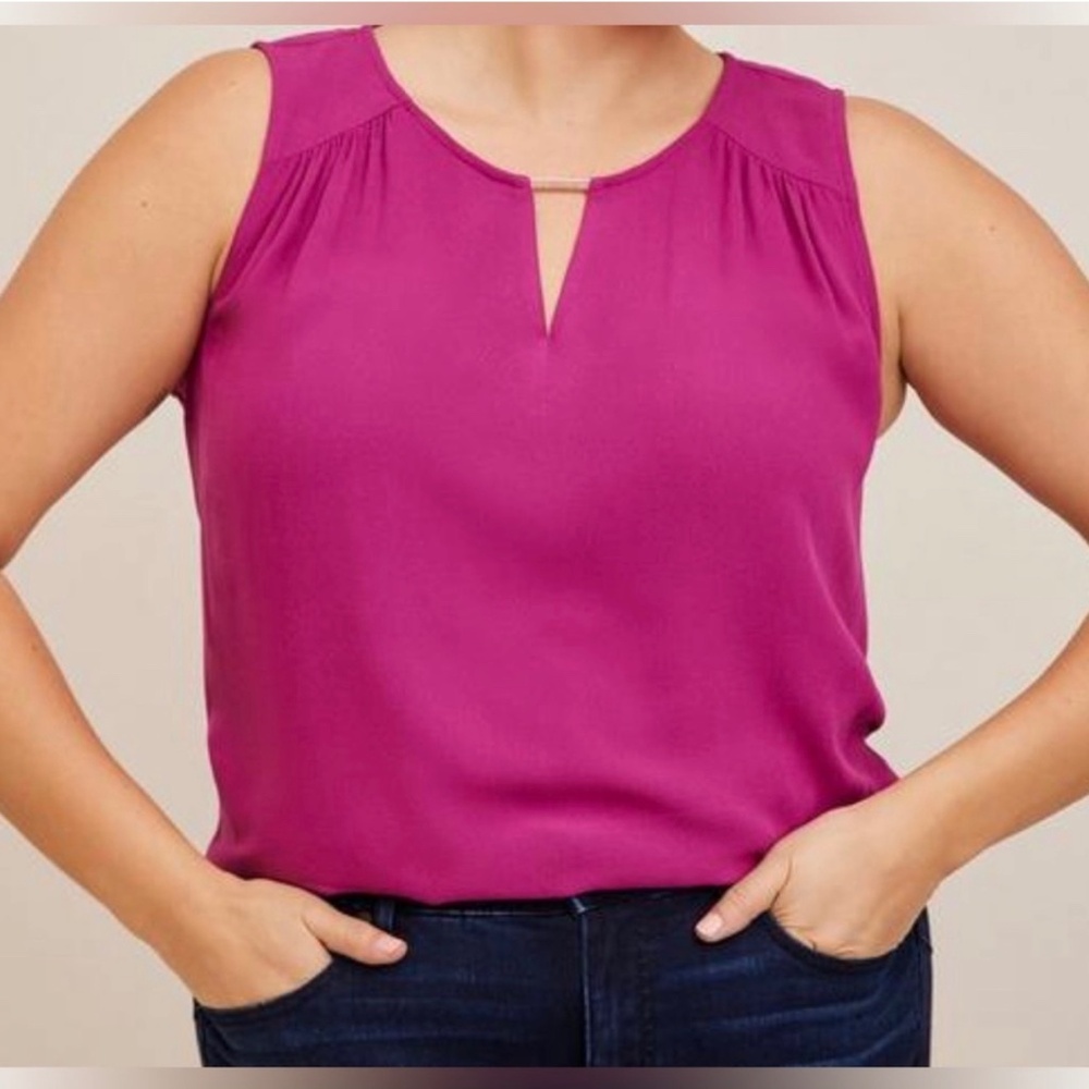Torrid Rayon Crepe Metal Keyhole Boysenberry Pink Tank Blouse Plus Size 4 (26)‎